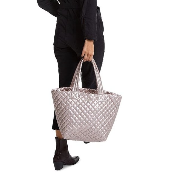 MZ Wallace Handbags - MZ Wallace Rose Pink Metallic Metro Tote